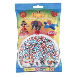 HAMA Perlenbeutel 3.000 Stck. Gestreifte Perlen - Blau/Rot
