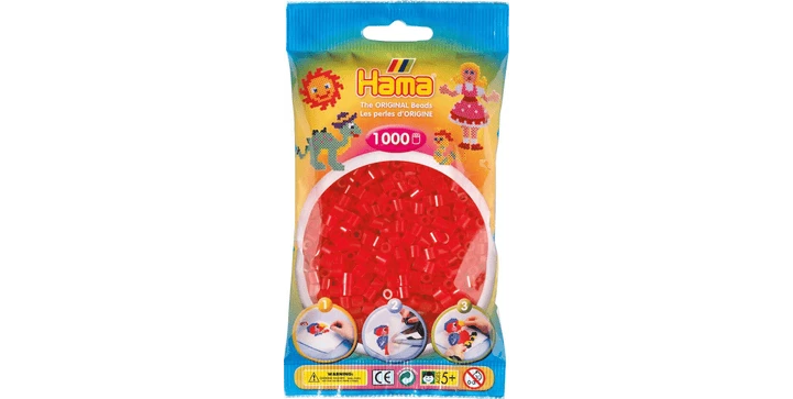 HAMA Perlenbtl.1000 Stck. Transparent Rot 3 HAMA Perlenbtl.1000 Stck. Transparent Rot
