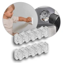 Reer - 32059 Steckdosenschutz, Klebbar, Transparent, 10 Stück