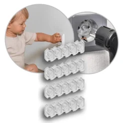 Reer - 32069 Steckdosenschutz, Klebbar, Transparent, 20 Stück