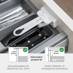 Reer - 71090 Besteckschubladen-Sicherung, 2 Stück