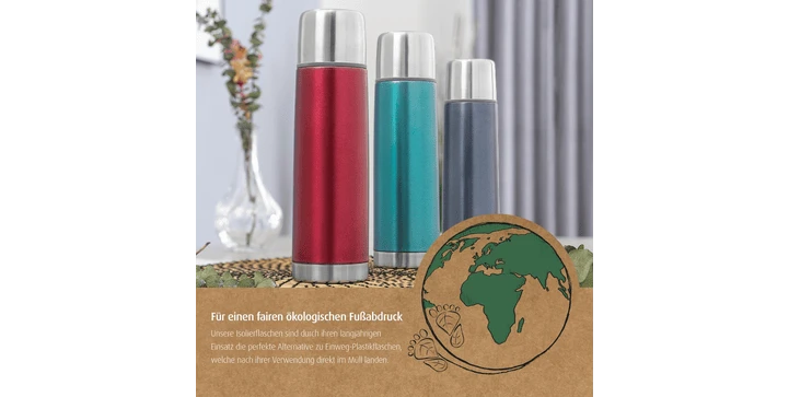 Reer - 90501 Colour Edelstahl-Isolierflasche, 500 Ml Blau 4 Reer - 90501 Colour Edelstahl-Isolierflasche, 500 Ml Blau – Bild 2